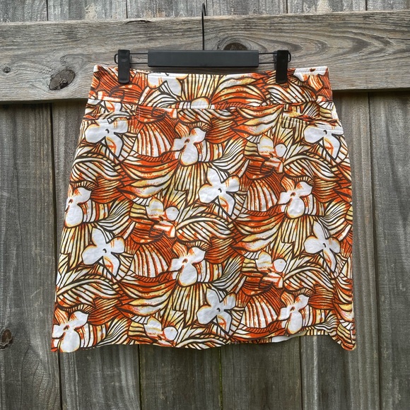 TRIBAL Floral Orange and White Women's Skirt with Athletic Shorts built in - Picture 1 of 9
